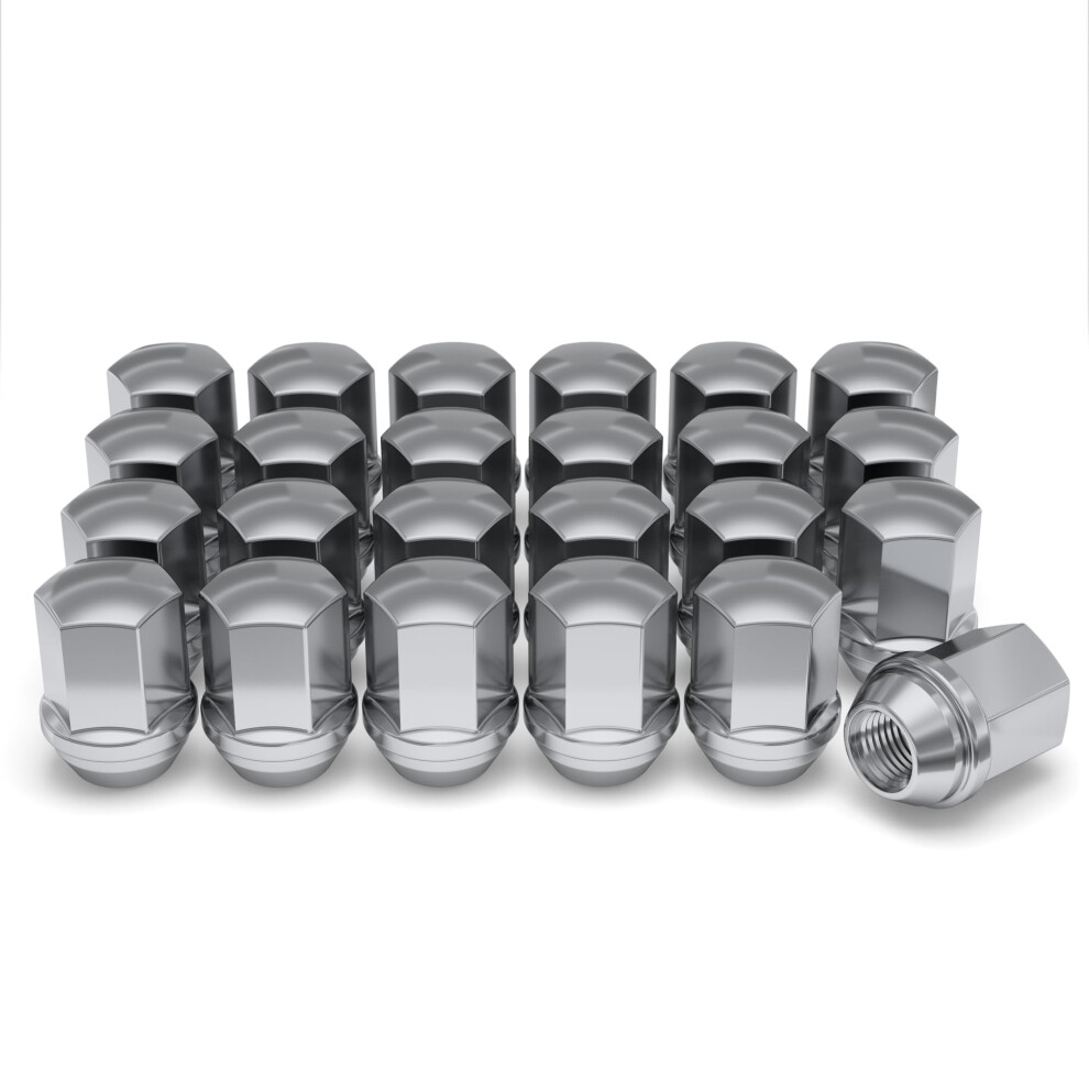White Knight M14x1.5 Lug Nuts for Select GM and CDJR  Solid Piece Factory Style Chrome Standard (1.56"""") Duplex Bulge Acorn - 1709D-24AM  24 Pack-image-OPC-PHRDHGF-NEW