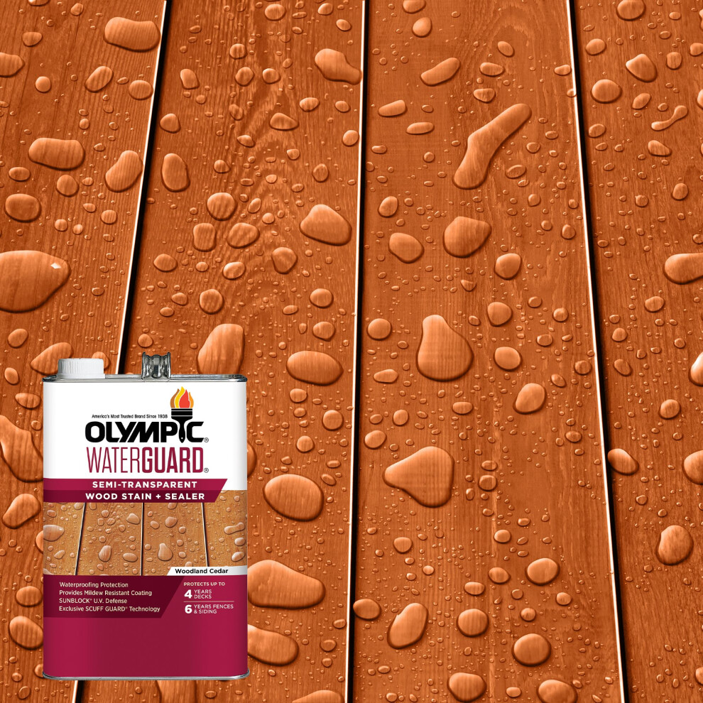 Olympic Waterguard 1 Gal. Woodland Cedar Semi-Transparent Wood Stain And Sealer 191894944126