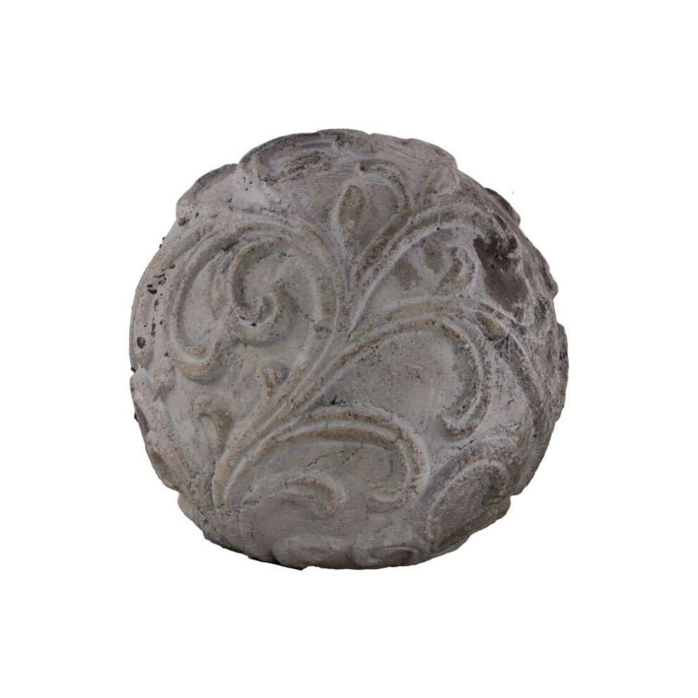 Benjara Gray Benzara BM179253 Cemented Sphere with Embossed Swirl Design
