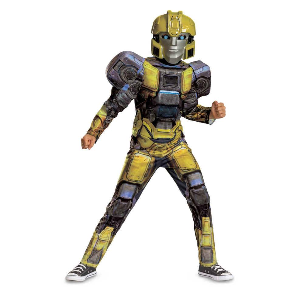 Photos - Fancy Dress Disguise B127 Transformers One Costume Official Transformers Animated Movie Bumblebee Muscle Costume for Kids Child Size (10
