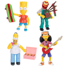 Disney The Simpsons Action Figures 4 pouces Figures de collection de 4 pouces de Jakks Pacific's Wave 1 - Homer Bart Groundskeeper Willie et Otto