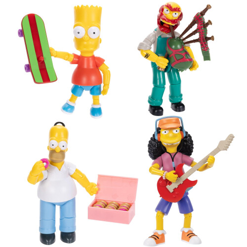 Disney Figuras de ao dos Simpsons da Disney Figuras colecionveis ????de 4 pacotes e 5 polegadas da Onda 1 de Jakks Pacific - Homer Bart Zelador Willi