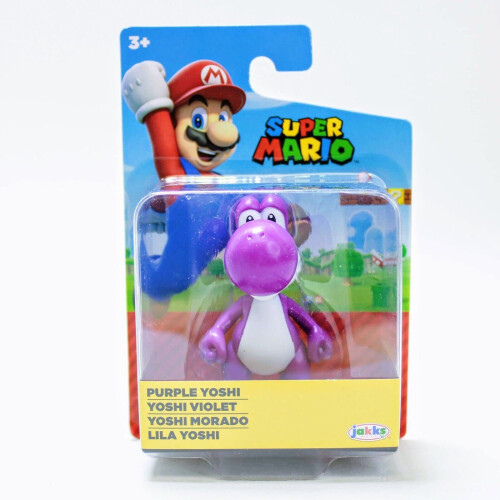 Super Mario Mini boneco de ao SUPER MARIO de 2,5 polegadas - Yoshi roxo - A embalagem pode variar