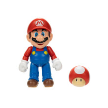 Nintendo Super Mario 4palcov polohovateln figurka Maria s prsluenstvm Power up Mushroom. Vek 3+ (oficiln licence)