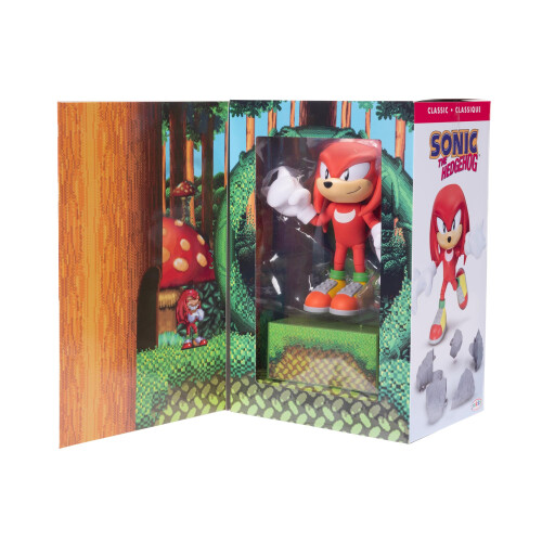 Sonic The Hedgehog Figura de ao Knuckles de 6 polegadas do Sonic the Hedgehog com expresses faciais personalizveis ????e base de exibio hologrfica. Maiores d 2