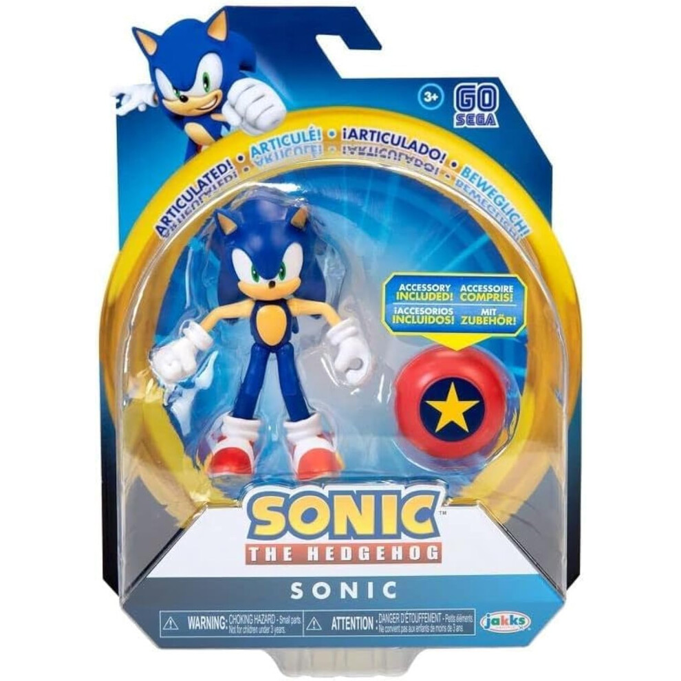 New Sonic The Hedgehog 4"""" Articulated Action Figure Collection (Choose Figure) (Sonic With Star Spring) 192995610125