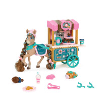 Wild Manes Horse Toys Cocoas Bakery Caf? Conjunto de carrinho com boneca de cavalo de cacau inclui escova e acessrios para brincar