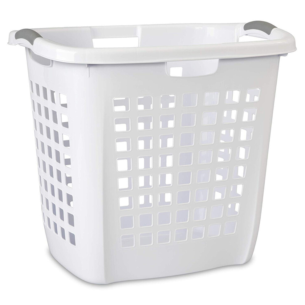 Sterilite Ultra Easy Carry Laundry Hamper Comfort Handles to Easily Carry Clothes Between the Bedroom and Laundry Room Plastic White 12-Pack