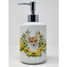 Caroline's Treasures CK2834SOAP Pembroke Corgi in Sonnenblumen Keramik-Seifenspender, Handseifenspender, Pumpflaschen fr Badezimmer, Kche, leerer n