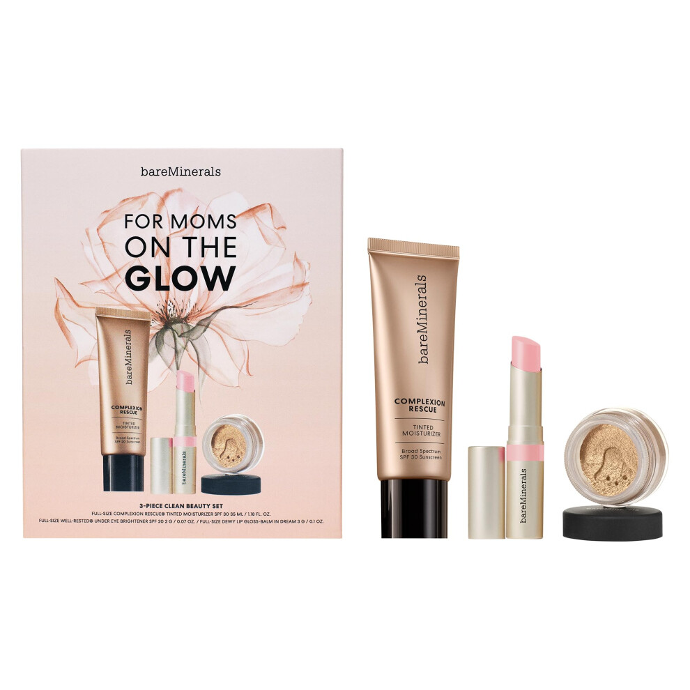 bareMinerals 3-Piece Clean Beauty Gift Set  Includes 3 Full-Sizes  Tinted Moisturizer Mineral SPF 30 + Hyaluronic Acid  Under-Eye Brightener + Co