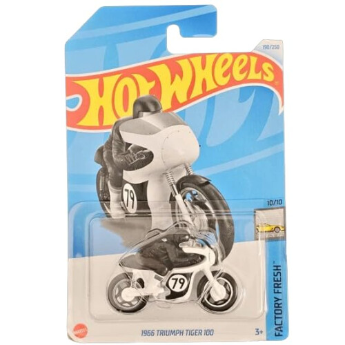 Hot Wheels Hot Wheels 1966 Triumph Tiger 100 Diecast Auto Model, Wit, 10/10 Fabrieksvers