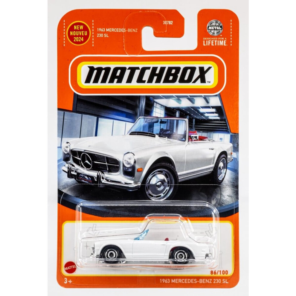 Matchbox 1963 Mercedes-Benz 230 SL 86/100 1:64 Scale Die-Cast Car  White-image-OPC-PHRDNBB-NEW