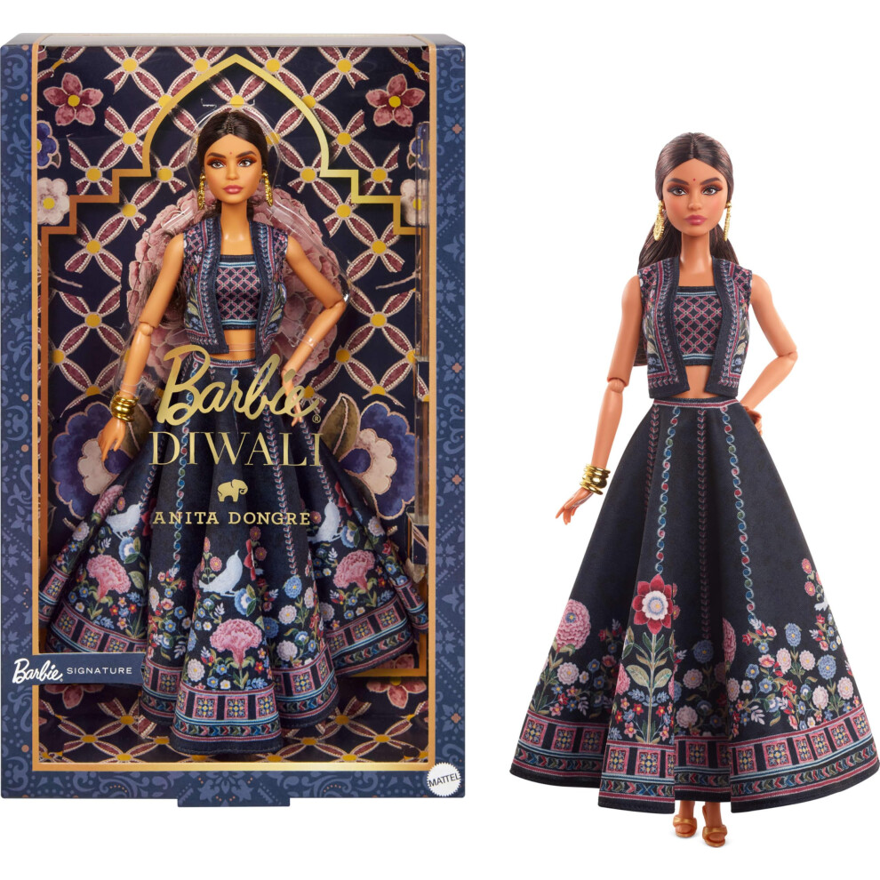 Barbie Diwali Doll By Anita Dongre Wearing Festival Of Lights Look Holiday Collectible With Doll Stand & Certificate Of Authenticity