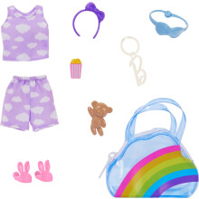 ccessoires Sac arc-en-ciel de porte-cls Deluxe avec pyjamas et accessoires sur le thme du pyjamas pour des poupes de mode comme des pantoufles