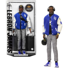 Barbie Signature Lebron James Kenbassadors Doll Collectible with Varsity Bomber Jacket Outfit & Accessories Including Headphones Sunglasses & M