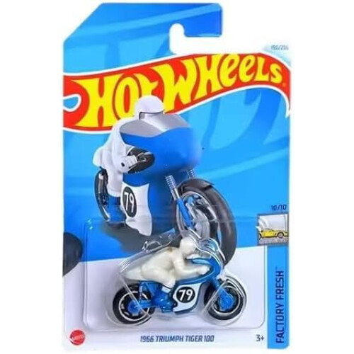 Hot Wheels 1966 Triumph Tiger 100 Motorcycle 1:64 Scale Blue