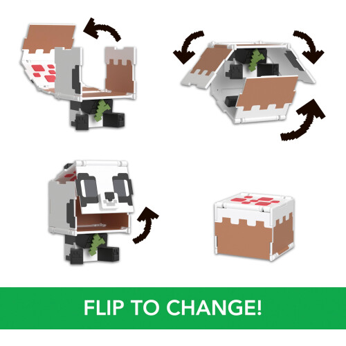 Minecraft Figura de ao Minecraft Mattel Flippin Figs com Fidget Play 2 em 1 Transformao de personagem de panda e bolo em escala de 3,75 polegadas 2
