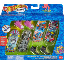 Hot Wheels Skate Tony Hawk Set di 4 fingerboard e 2 paia di scarpe da skate rimovibile Speed ??Shredder pacchetto di schede completamente assemblate