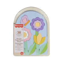 Fisher-Price Preschoolowa zabawka drewniana puzzle kwiatowa 38-czesciowy zestaw ukladw drewnianych do gry rozwojowej wieku 3+ lat