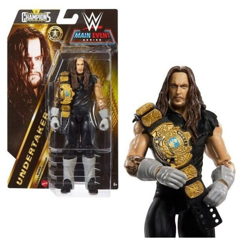 WWE Campees da srie Main Event da WWE - Figura articulada de 6 polegadas - Figuras de Undertaker + Cinto