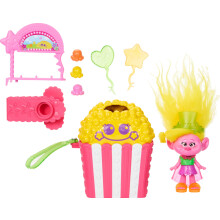 Mattel DreamWorks Trolls Fun Fair Surprise FairFest Small Doll & 10 Accessories, Carnival Food Popcorn Theme with Viva