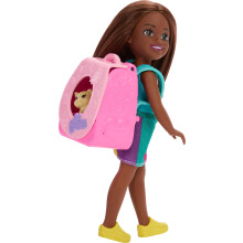 arbie Family & Friends Playtime Time Kitty Backpack Brunette Chelsea Doll and Accessoires, y compris un sac  dos avec bouteille de chaton et fil
