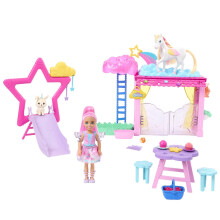 Barbie Chelsea Doll & Baby Pegasus Playset Winged Horse Toys A Touch of Magic Set with Stable Small Doll Pet Bunny & Accessories