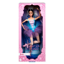 Barbie Brunette Ballet Wishes Doll with Blue and Purple Tutu and Accessories Signature Collectible Toy for Adults and 6+ Years (JCW44)