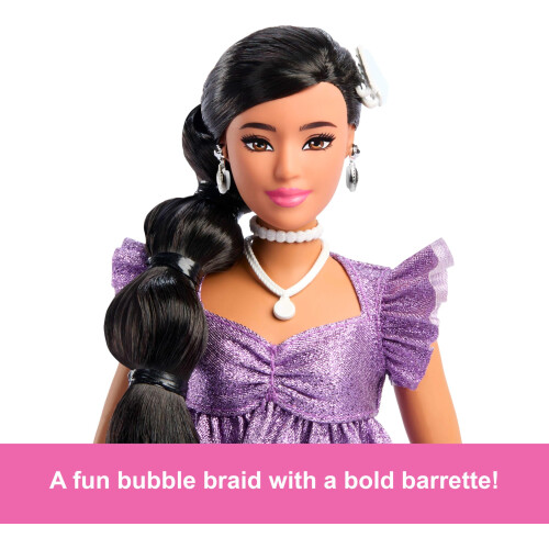 Barbie Barbie-Puppe mit lila Glitzertop und Shorts 2