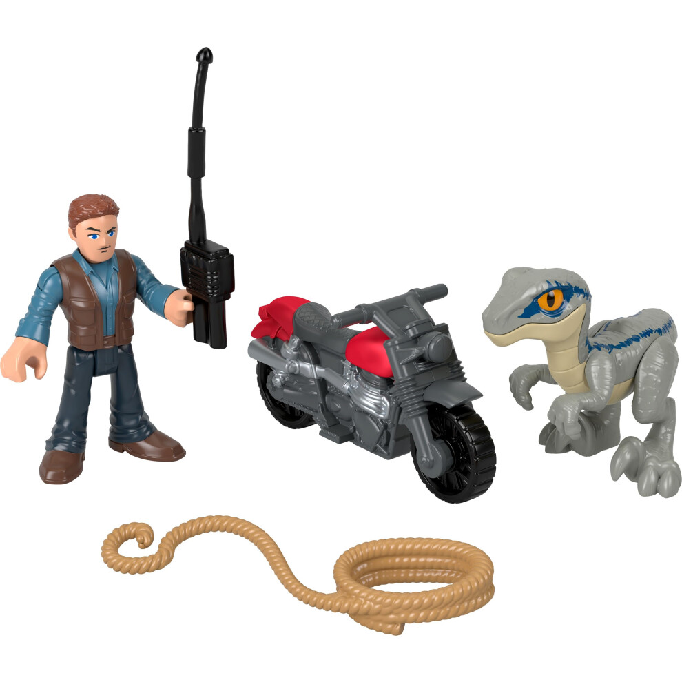 Fisher-Price Imaginext Jurassic World Dinosaur Toys Owen Grady & Figure Playset For Preschool Pretend Play Ages 3+ Years Blue