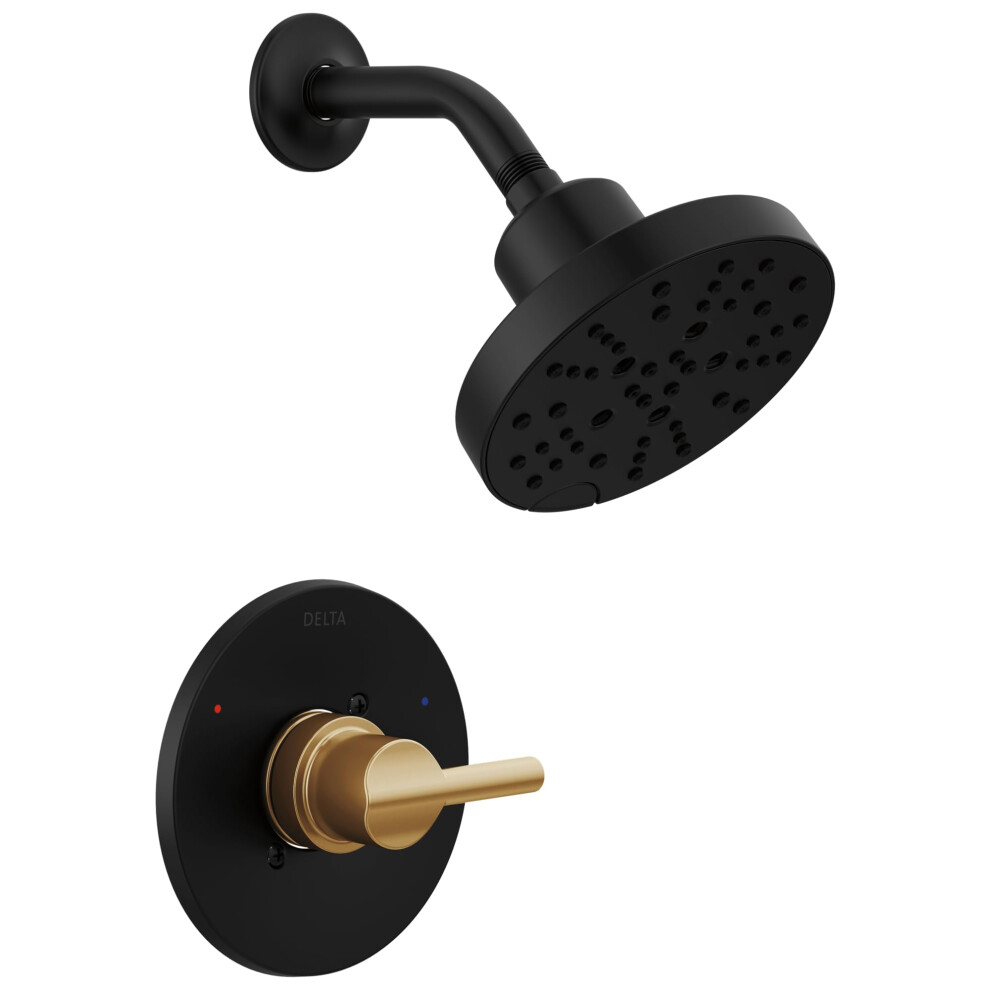 Delta Faucet Nicoli 14 Series Single-Handle Shower Faucet Shower Trim Kit with 5-Spray H2Okinetic Shower Head Matte Black/ Champagne Bronze 142-image-OPC-PHRDNTY-NEW