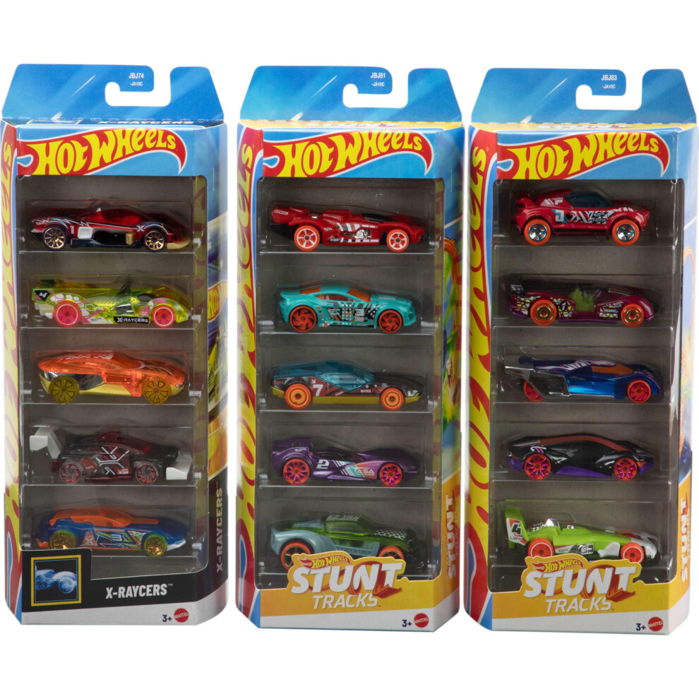 Hot Wheels Toy Cars or Trucks 5-Pack Bundle  3 Themed Sets of 5 1:64 Scale Vehicles  15 Total Vehicles for Kids & Collectors (Styles May Vary)-image-OPC-PHRDNW7-NEW