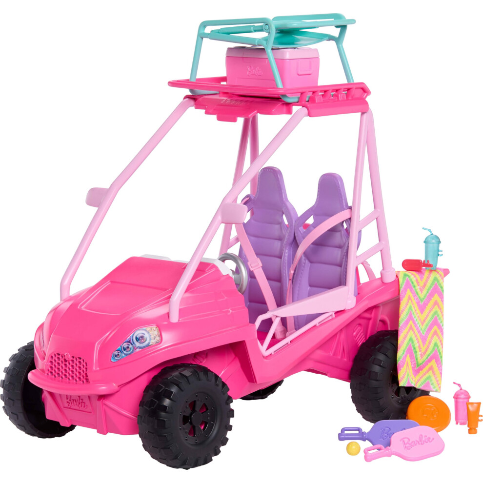 Barbie Mysteries: Beach Detectives Playset With Beach Buggy Toy Car & 10+ Accessories Including Beach Chair & Towel