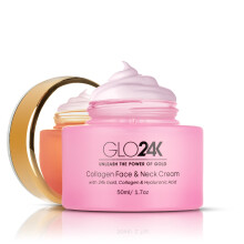 GLO24K Collagen Face & Neck Cream with 24k Gold Collagen & Hyaluronic Acid. Boost your Skins Collagen Levels for a Radiant Glowing Skin.