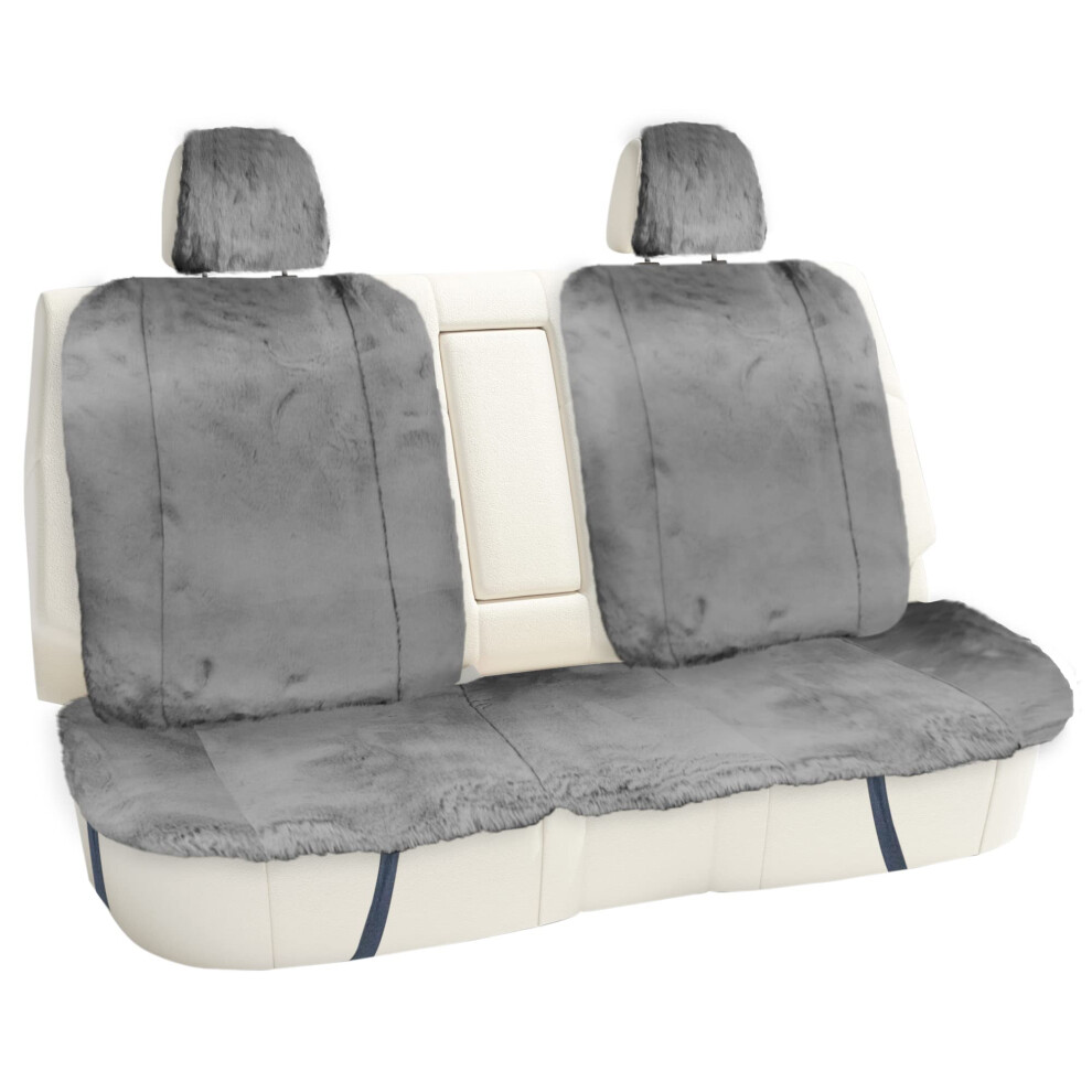 Fh Group Doe16 Fluffy Faux Rabbit Fur Rear Car Seat Cushion For Most Cars Trucks Suvs Or Vans Gray 196342055997