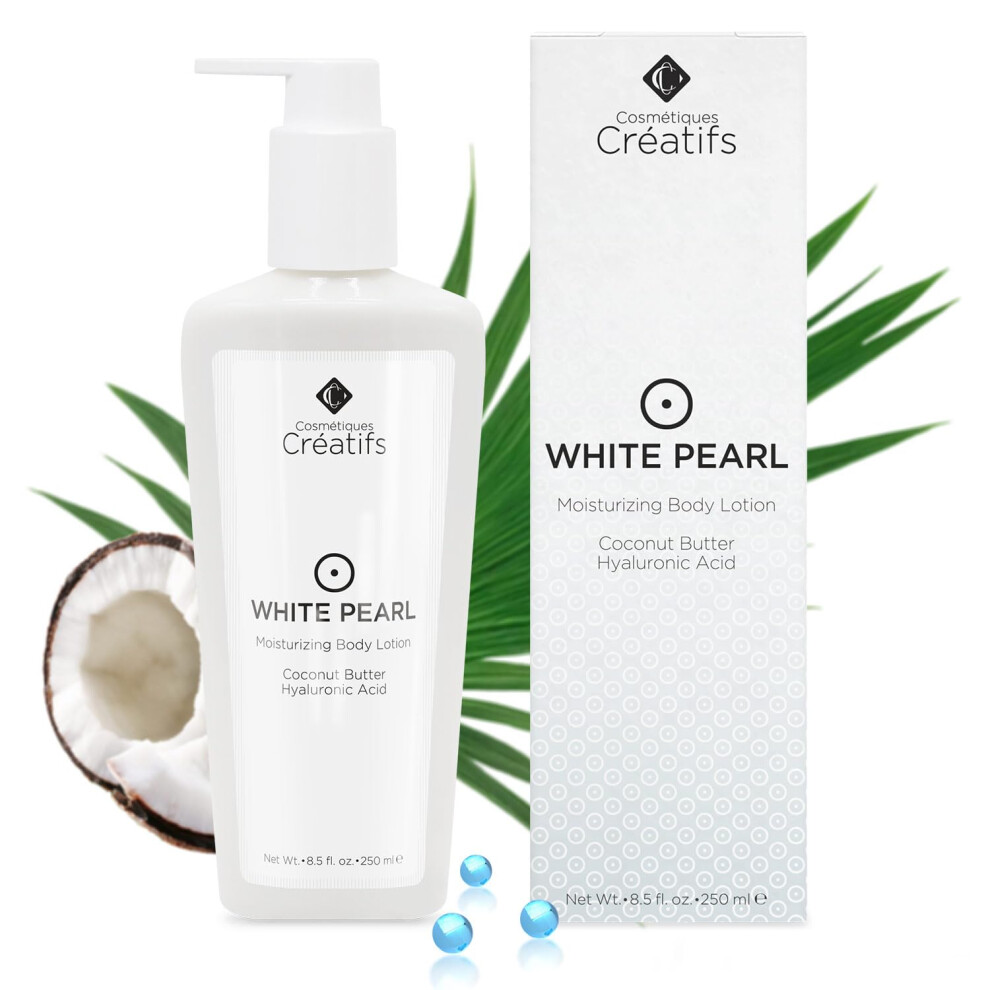 Cosm?Iques Cr?Tifs White Cosm?Tiques Cr?Atifs Pearl Moisturizing Body Lotion With Coconut Butter And Hyaluronic Acid 8.5 Fl. Oz.