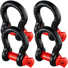 VEVOR 1/2"""" D-Ring Shackle 4 Pack Alloy Steel Shackles 17637 lbs (8 Ton) Break Strength with 5/8"""" Screw Pin Heavy Duty Off Road Vehicle Recove