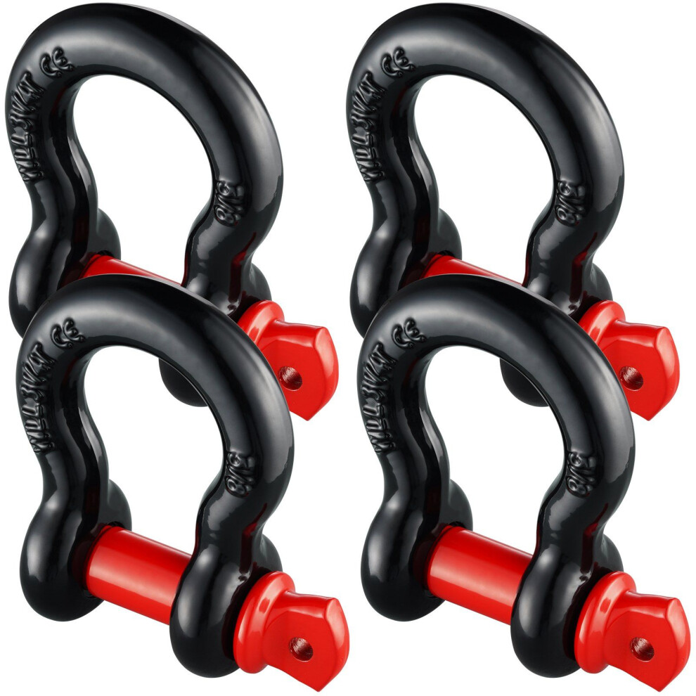Vevor 5/8"""" D-Ring Shackle 4 Pack Alloy Steel Shackles 28660 Lbs (13 Ton) Break Strength With 3/4"""" Screw Pin Heavy Duty Off Road Vehicle Recov