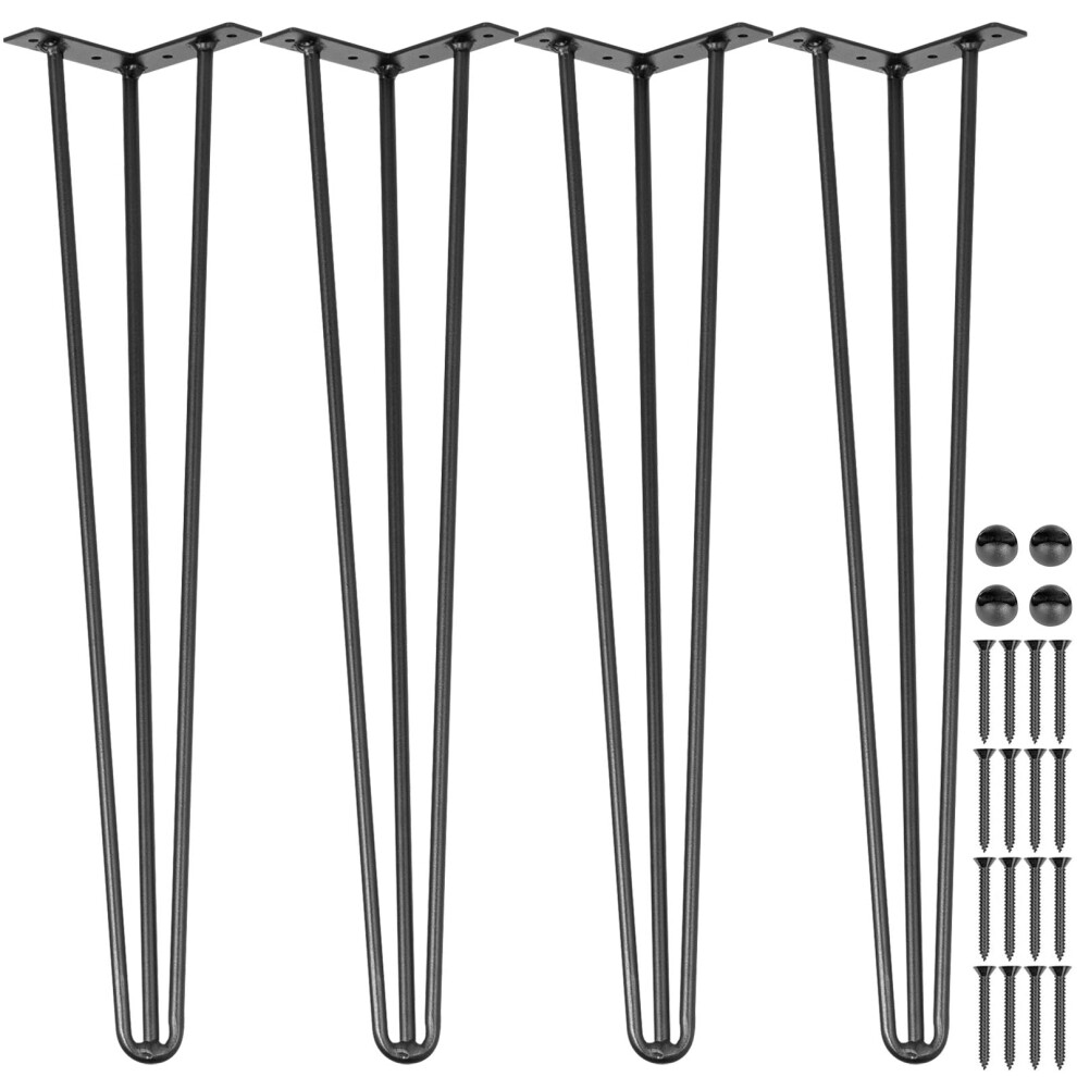VEVOR Hairpin Table Legs 26"""" Black Set of 4 Desk Legs 880lbs Load Capacity (Each 220lbs) Hairpin Desk Legs 3 Rods for Bench Desk Dining End Tabl