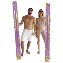 POZA 2 Pack Jumbo Inflatable Pool Noodle Floats - 74-inch Premium Luxurious Giant Pool Noodle Inflatable Floats Sparkle Gold Glitter Confetti Po