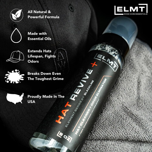 Blackline ELMT Hat Cleaning Kit - 8oz Solution Deodorizer Towel Brush - Quick-Drying Solution that Cleans 50+ Hats - For ALL Hat Types: Cotton 2