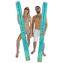 POZA 2 Pack Jumbo Inflatable Pool Noodle Floats - 74-inch Premium Luxurious Giant Pool Noodle Inflatable Floats Sparkle Blue Gold Glitter Confet