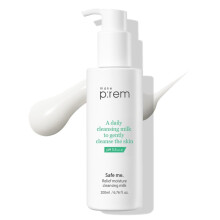 MAKEPREM Safe Me Relief Moisture Cleansing Milk 6.76 Fl Oz Sub-Acid pH 5.5 Mild Makeup Remover Gentle Milk Cleanser Dry Sensitive Acne-Prone Skin