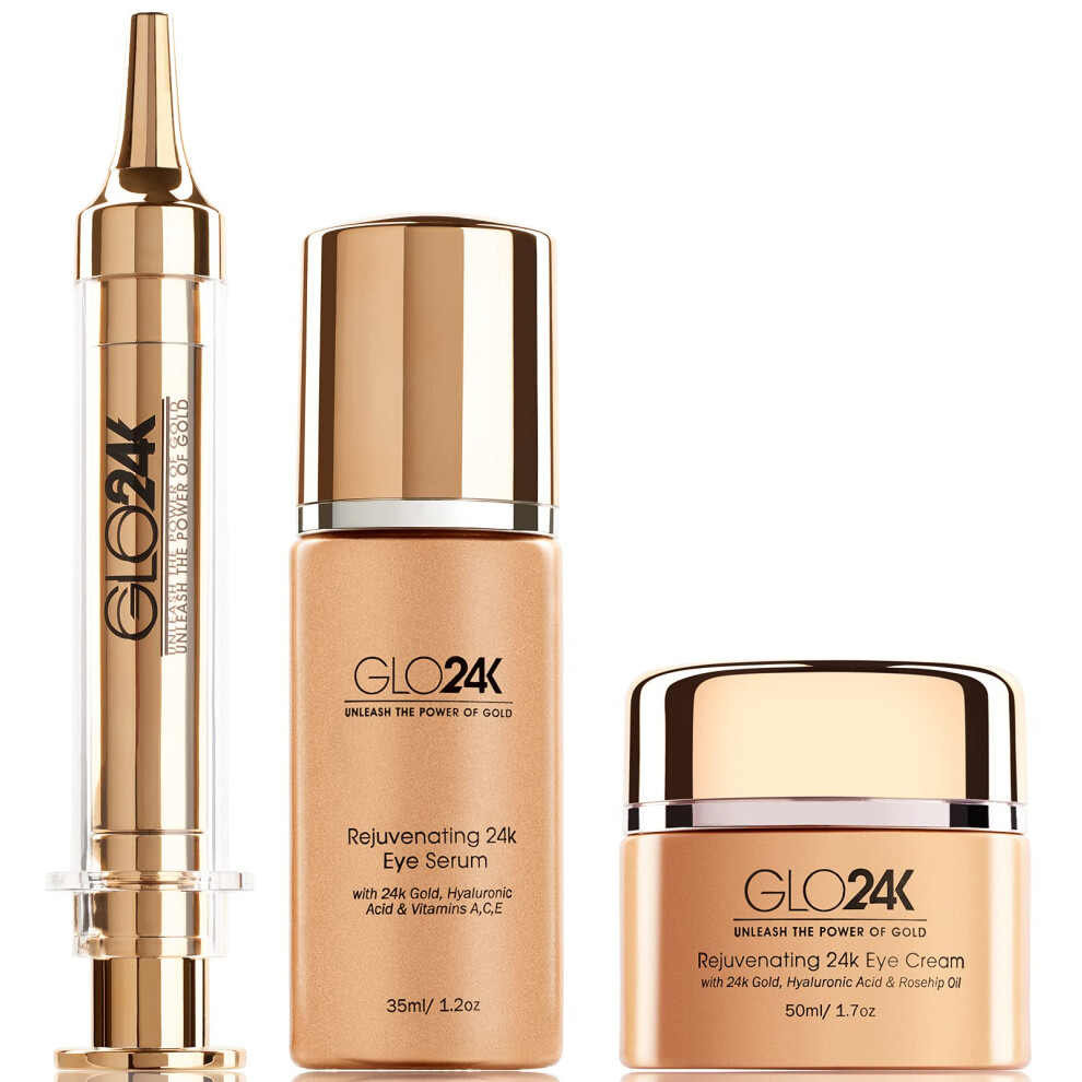 Glo24k Unleash The P Gold/Cream Glo24k Unleash The Power Of Complete Eye Care Set With Our 24K Instant Facelift Eye Treatment And Eye Serum. Skin Serum Formul