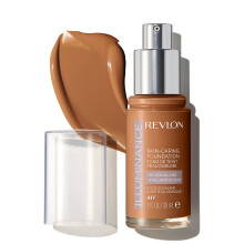 Revlon Illuminance Skin Caring Liquid Foundation Hyaluronsure Feuchtigkeit und nahrhafte Formel mit mittlerer Abdeckung 417 warmes Karamell (Pac