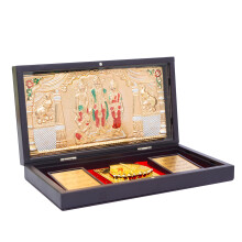 NAITIK CREATION Lord Ram Darbar Gold Plated Photo Frame with Charan Paduka Pocket Temple for Diwali Gift House Warming Gifts Return Gift Puja Box