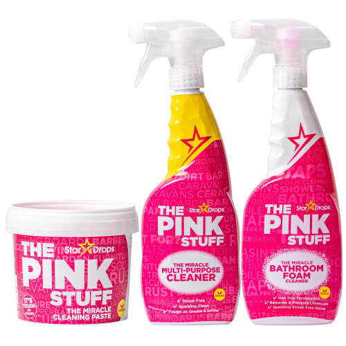 Stardrops - The Pink Stuff - The Miracle Cleaning Paste Multi-Purpose Spray And Bathroom Foam 3-Pack Bundle
