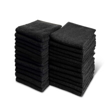 Groko Textiles schwarzes, bleichfestes Handtuch-Set, 48 Stck, 100 % Baumwolle, 40,6 x 68,6 cm, farbsicher, schmutzabweisend, schnell trocknende Hand