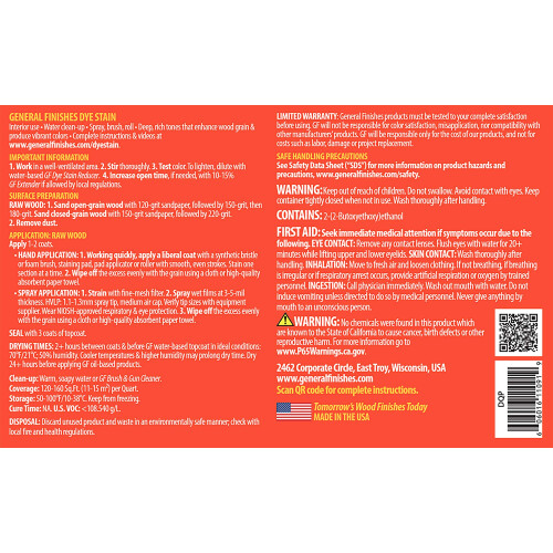 General Finishes Water Based Dye 1 Quart Cn 2