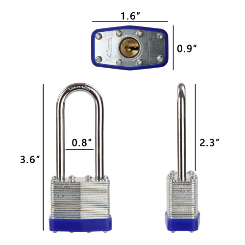 Sepox 6 PCS Pack Keyed-Alike-hänglåset med samma nyckel 2st. 2